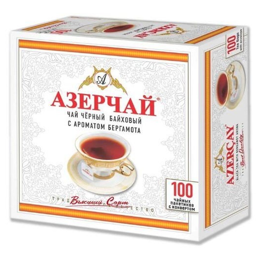 100 ПАКЕТИКОВ ЧАЙ АЗЕРЧАЙ ЧЕРНЫЙ БЕРГАМОТ