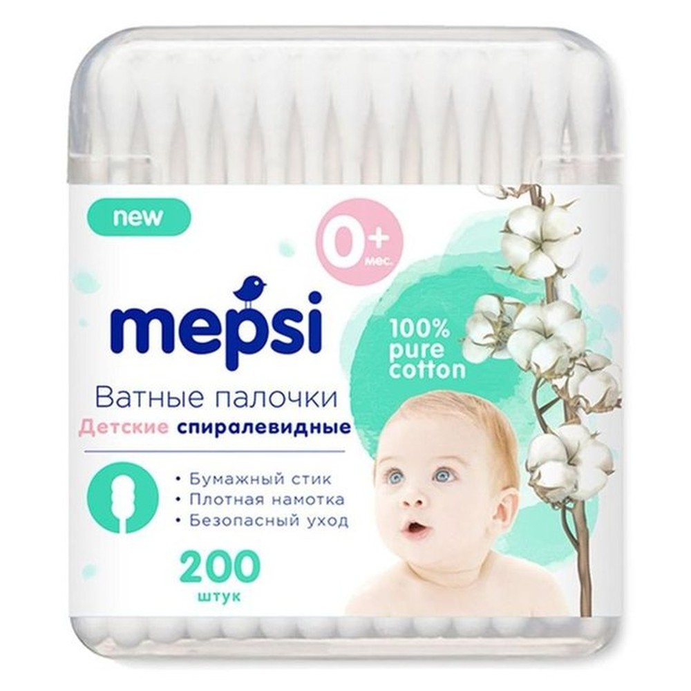 ПАЛОЧКИ ВАТНЫЕ MEPSI СПИРАЛЬ 200ШТ