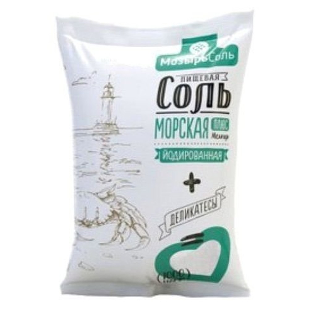 Cоль пищевая Мозырь соль морская+  йодированная 1 кг