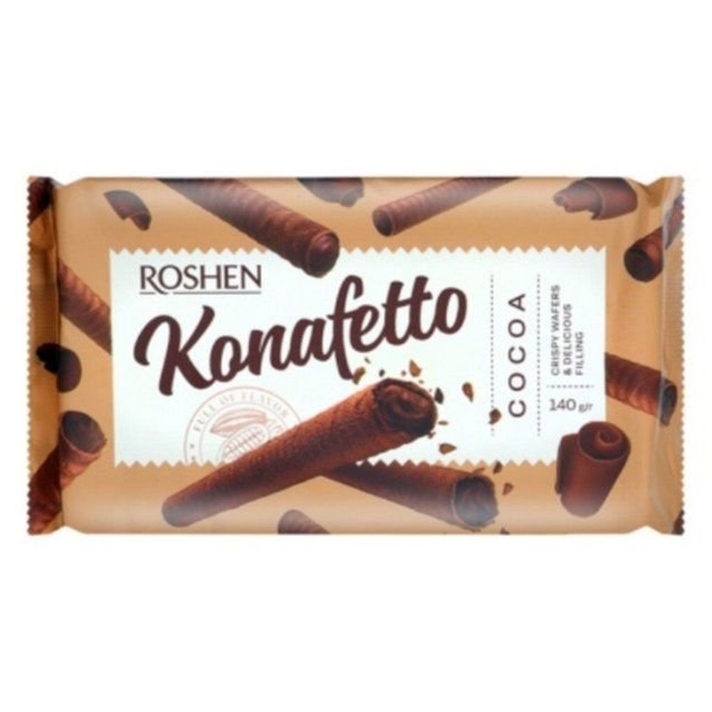 Вафельные трубочки Roshen Konafetto с начинкой какао 156г