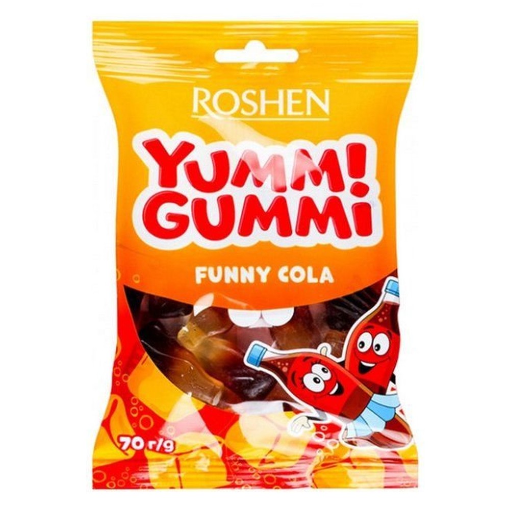 КОНФЕТЫ ЖЕЛЕЙНЫЕ ROSHEN YUMMI GUMMI FUNNY COLA 70Г