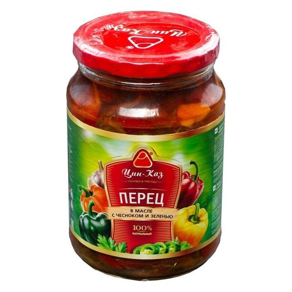 Перец в масле Цин-Каз с чесноком и зеленью 710 г