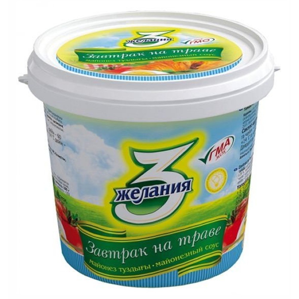 "3 Желания" Майонез "Завтрак на траве", "3 желания" 25%, 800 гр. ведро.
