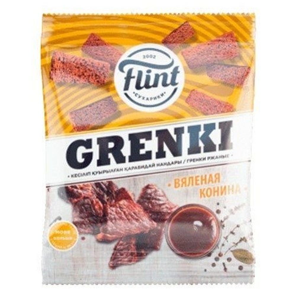 Гренки Flint ржаные вкус вяленая конина 110 г