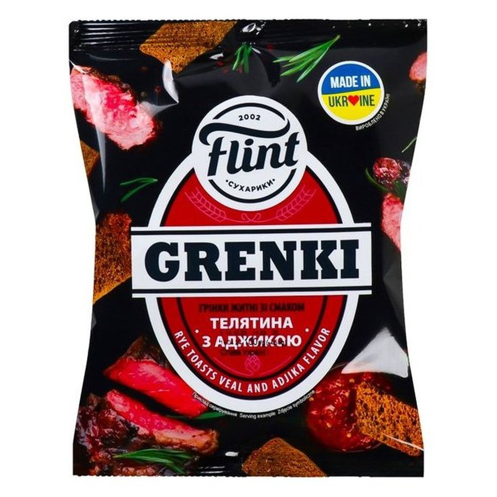 Гренки Flint ржаные вкус телятина с аджикой 110 г
