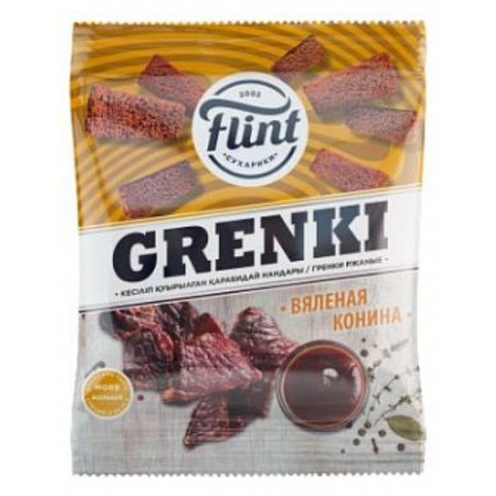 Гренки Flint ржаные вкус вяленая конина 110 г