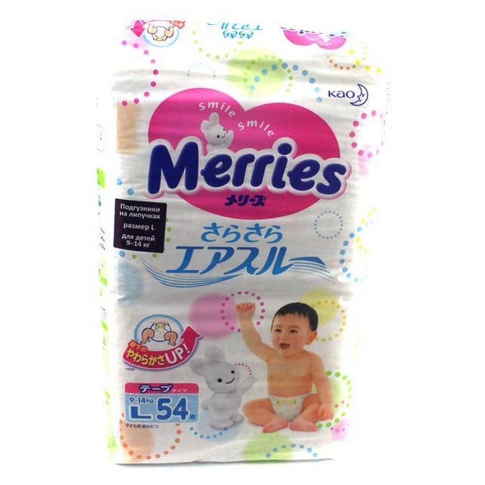 Подгузники MERRIES L (9-14кг), 54шт