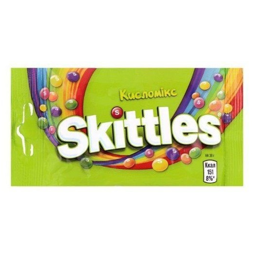 Драже Skittles Кисломикс в сахарной глазури с ароматами малины, ананаса, мандарина, вишни и яблока, 38г