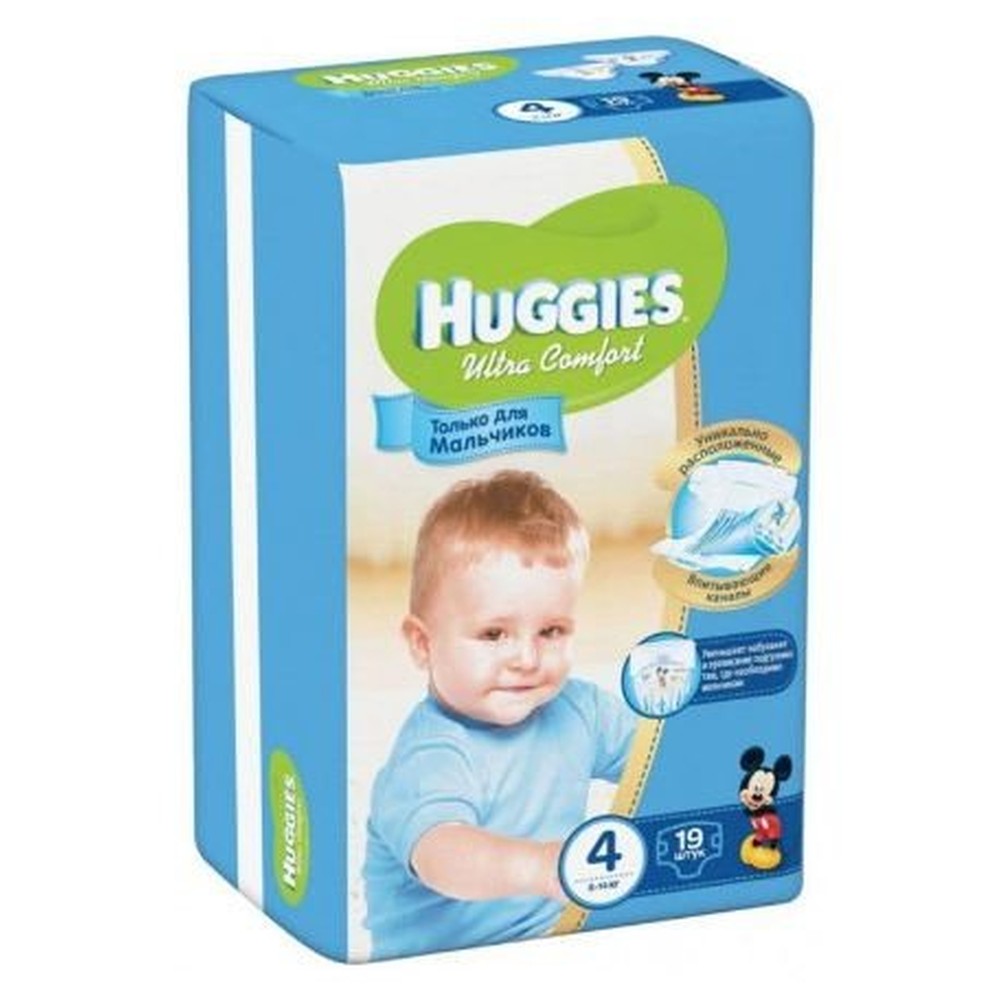 Подгузники Huggies Ultra Comfort для мальчиков размер 4 (8-14 кг) 19 шт