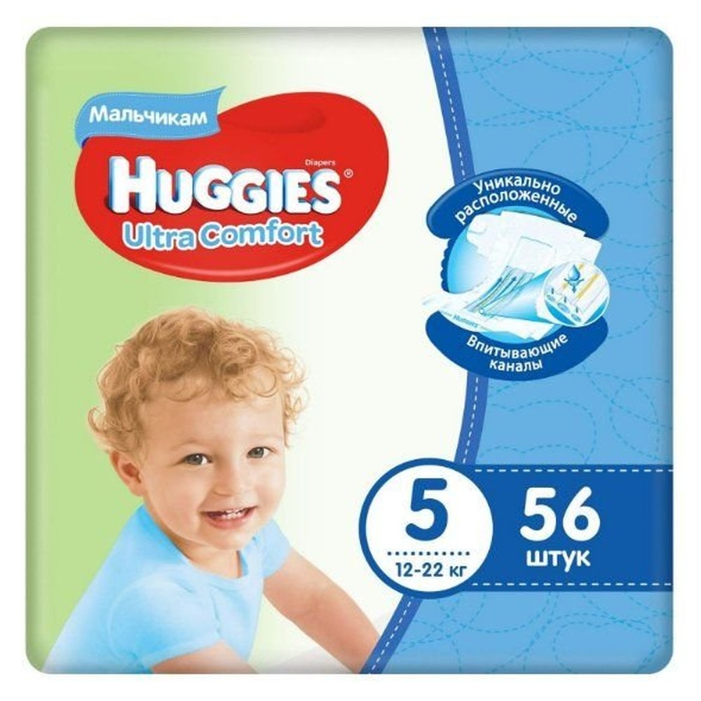 Подгузники  HUGGIES Ultra Comfort  для мальчиков, размер 5, 56 штук