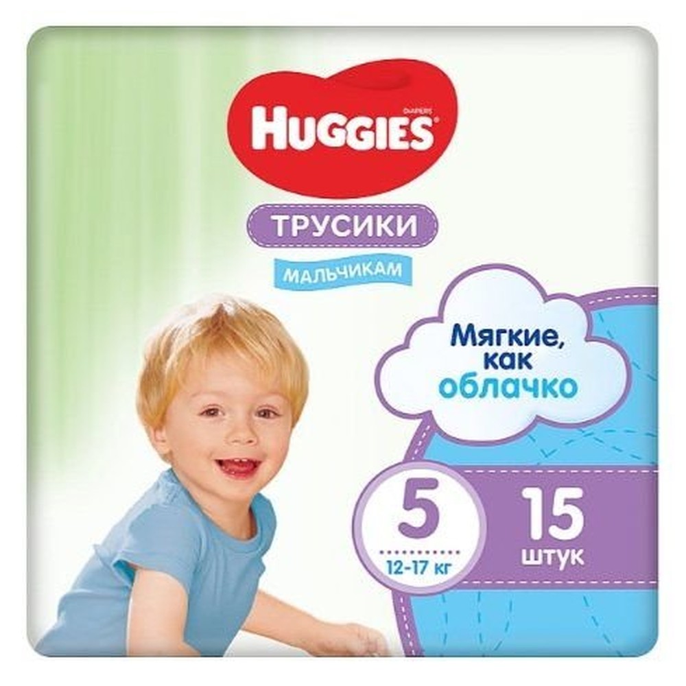 Подгузники-трусики для мальчиков  HUGGIES LW , размер 5, 15 штук