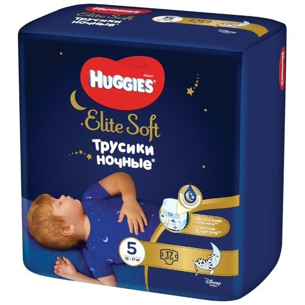 ТРУСИКИ-ПОДГУЗНИКИ HUGGIES ELITE SOFT НОЧН 5 17ШТ