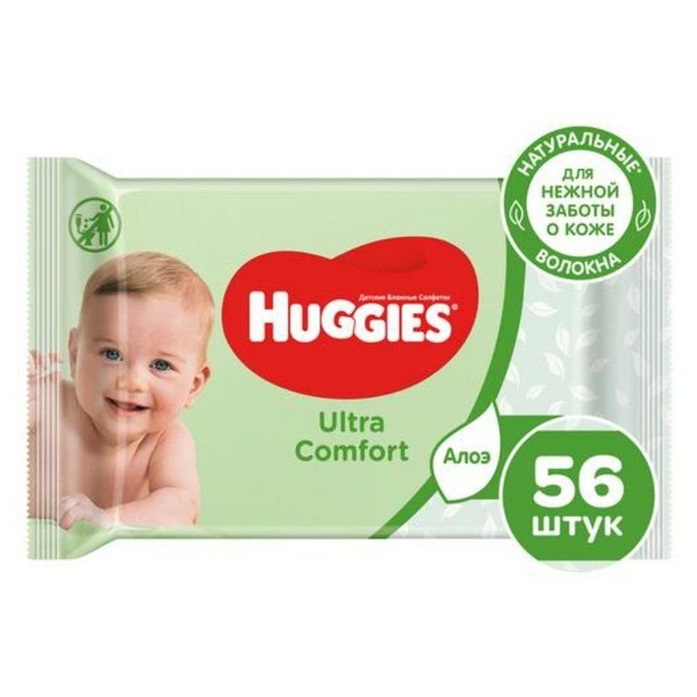 ВЛАЖНЫЕ САЛФЕТКИ HUGGIES ULTRA COMFORT АЛОЭ 2+1 168ШТ