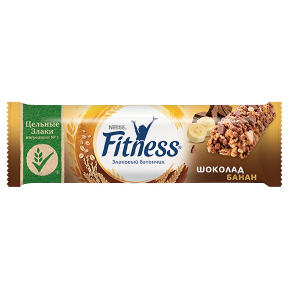 FITNESS Шоколад-банан. Злаковый батончик c кусочками шоколада и банана, обогащенный витаминами и минеральными веществами 23.5 г