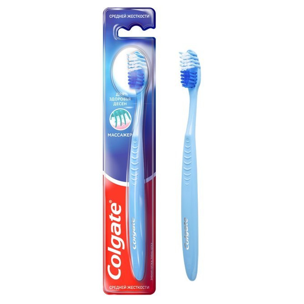 Colgate Массажер зубная щетка для здоровья десен, средней жесткости зеленая