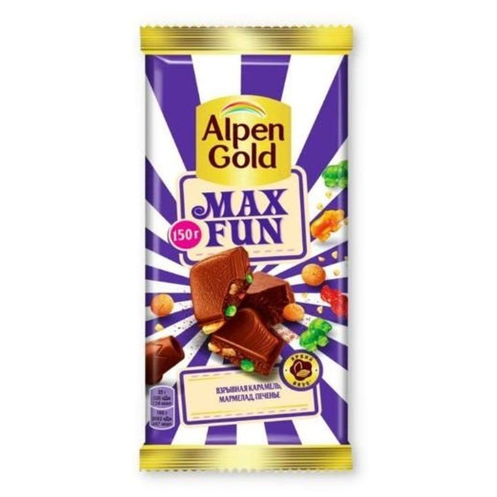 ALPEN GOLD| молочный шоколад карамель, мармелад, печенье "MAX FUN"