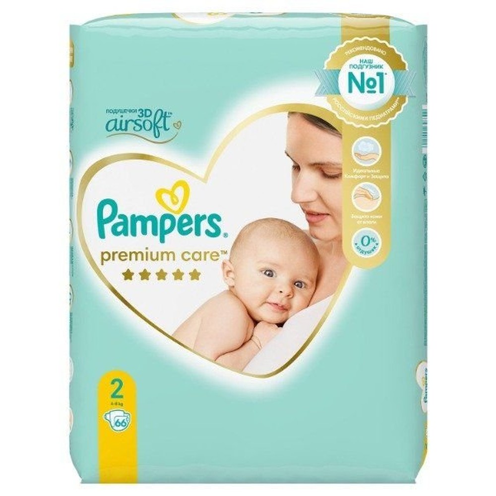 Pampers Premium Care Размер 2, 66 Подгузники, 4kg-8kg