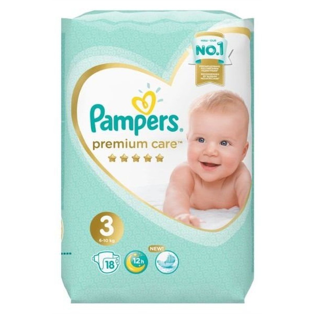 Pampers Premium Care Размер 3, 18 Подгузники, 6kg-10kg
