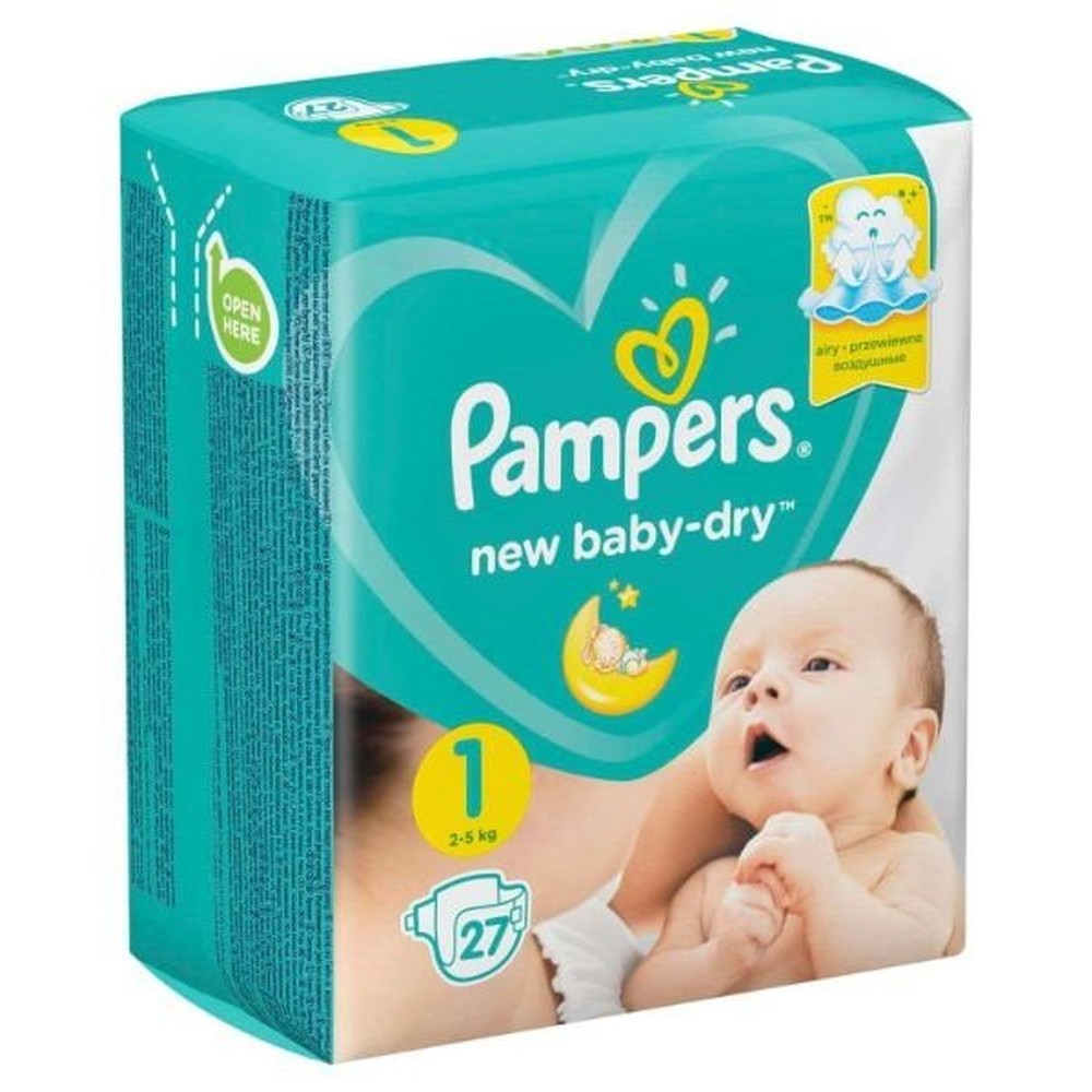 Подгузники Pampers New Baby-Dry 2–5 кг, размер 1, 27 шт.