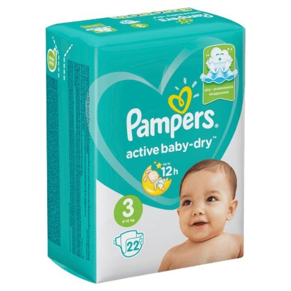 Подгузники Pampers Active Baby-Dry 6–10 кг, размер 3, 22 шт.