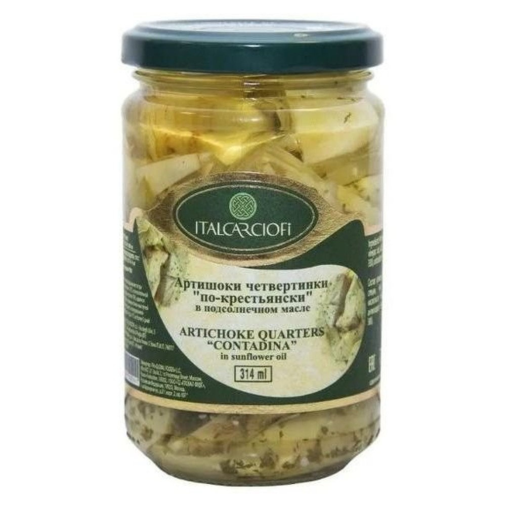 Italcarciofi Четвертинки артишоков "по крестьянски" в масле со специями - 314 мл