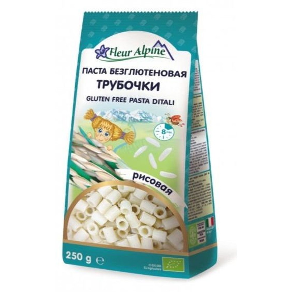 FLEUR ALPINE|GLUTEN FREE PASTA DITALI Паста безглютеновая трубочки Рисовая, 250 гр