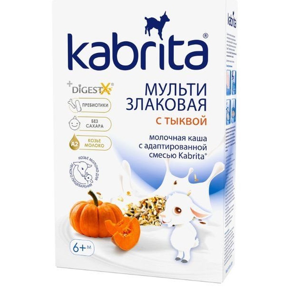 КАША KABRITA МУЛЬТИЗЛАК НА КОЗЬЕМ МОЛОЧКЕ ТЫКВА С 6 МЕС 180ГР