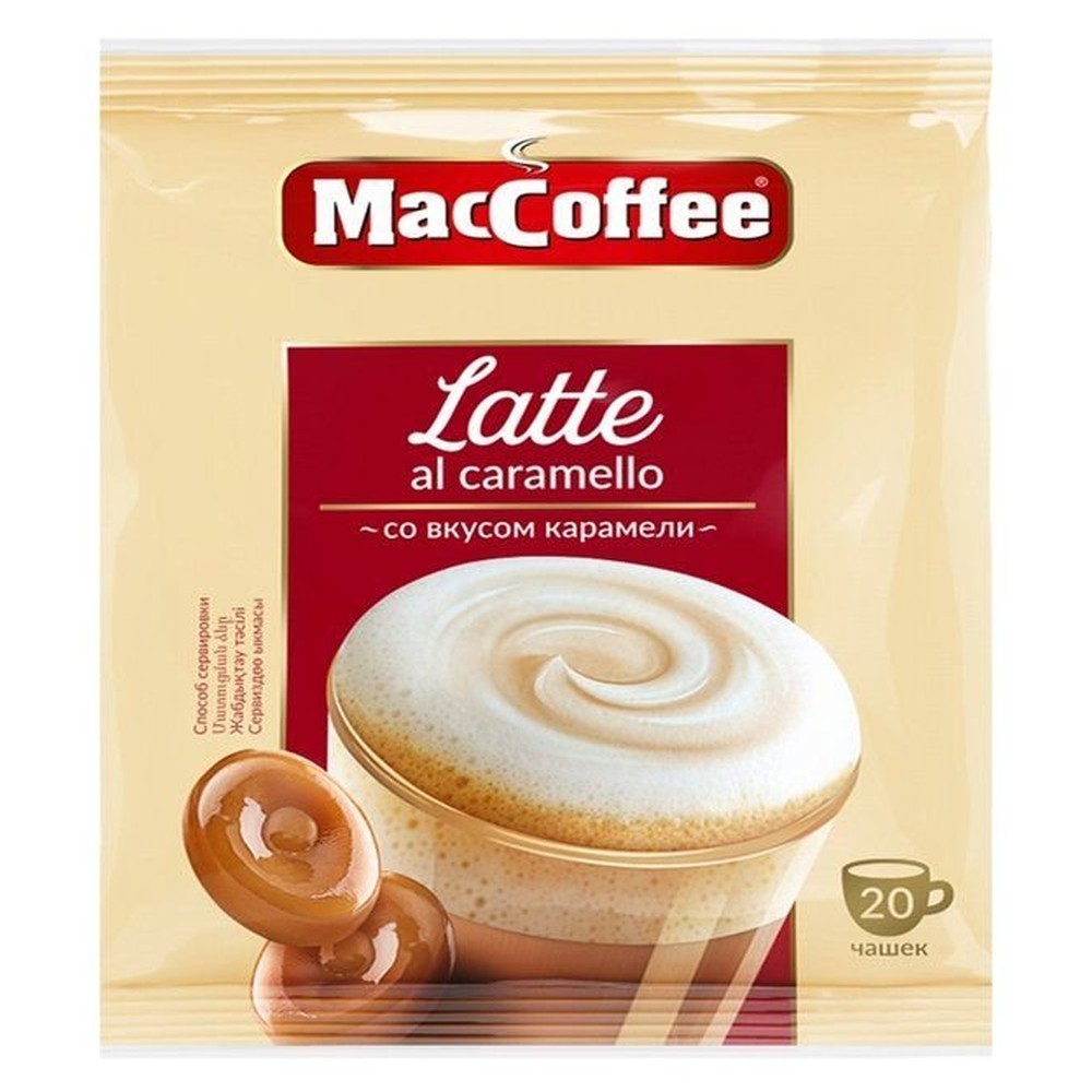 MACCOFFEE ЛАТТЕ СО ВКУСОМ КАРАМЕЛИ 3В1 20*20*22ГР OPP